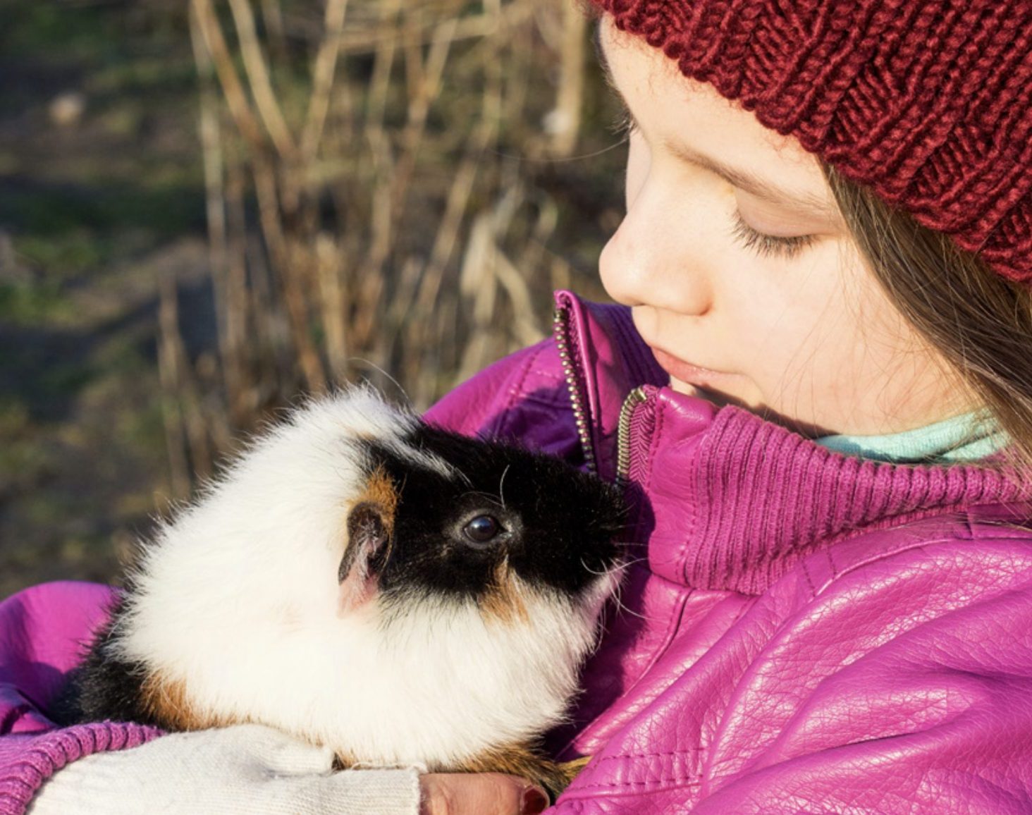 Girl holding an animal